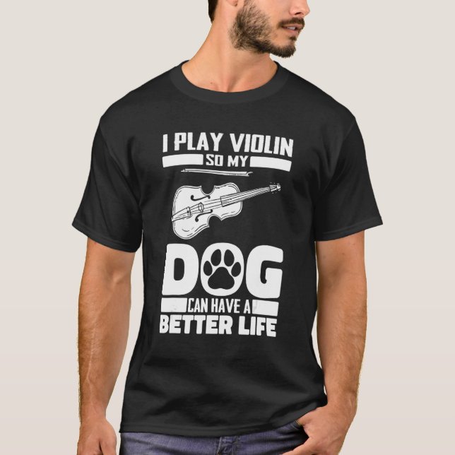 Violin Dog Fiddle Fiddler  Violinist T-Shirt (Front)