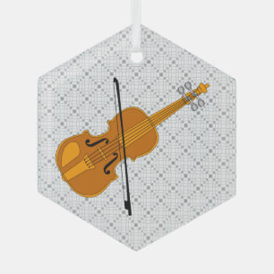 Violin Drawing Glass Tree Decoration