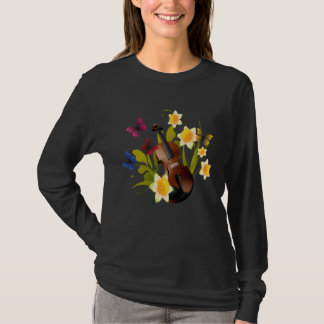 VIOLIN, FLOWERS AND BUTTERFLIES T-Shirt