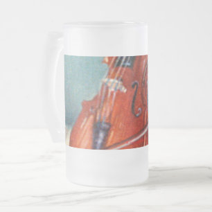 Violin Frosted Glass Beer Mug