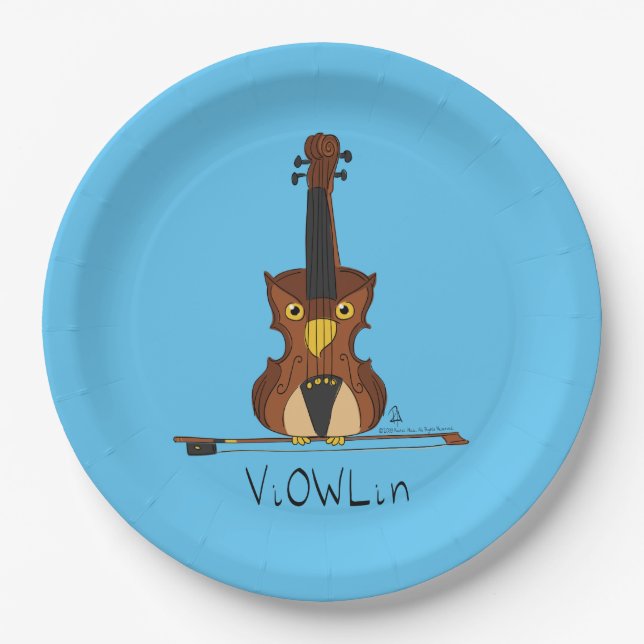 Violin Funny Musician Cartoon Paper Plate (Front)