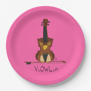 Violin Funny Musician Cartoon Paper Plate