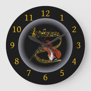 Violin ~ G clef ~ Musical Swirl ~ Spotlight ~* ~  Large Clock