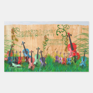 Violin Garden Rectangular Sticker