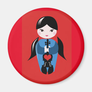 Violin Gift for Girl-Magnet-Violin Heart Girl Magnet