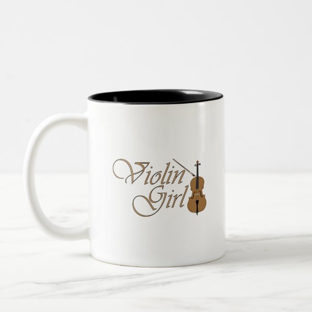 Violin Girl Two-Tone Coffee Mug (Left)