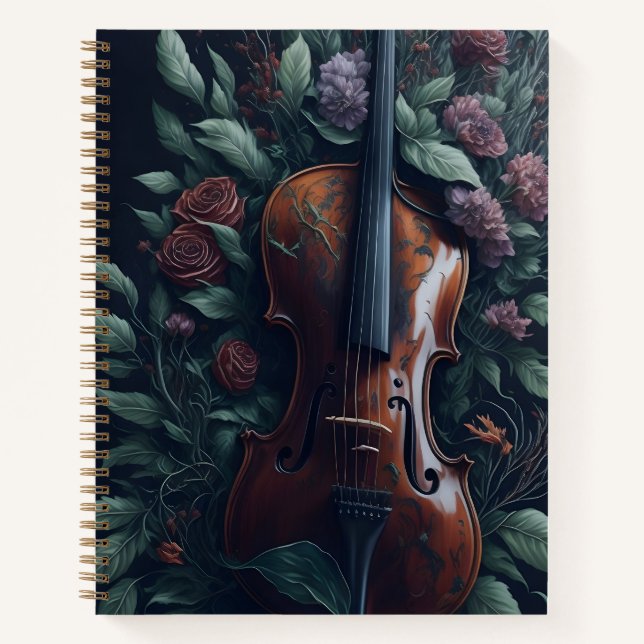 Violin Gothic Rose Notebook (Front)