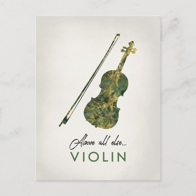 Violin - Green Marble Music Postcard (Front)