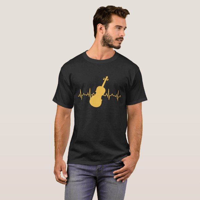 Violin Heartbeat T-Shirt, Fiddle Player Shirts (Front Full)