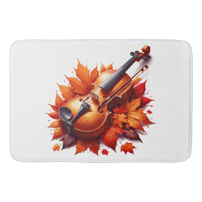 Violin in the bed of leaves bath mat (Front)