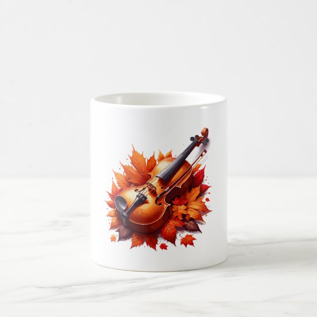 Violin in the bed of leaves coffee mug (Center)