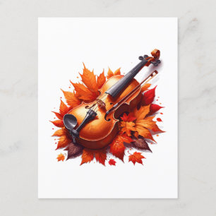 Violin in the bed of leaves enclosure card