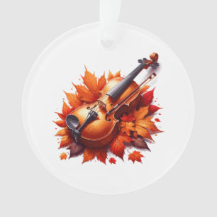 Violin in the bed of leaves ornament