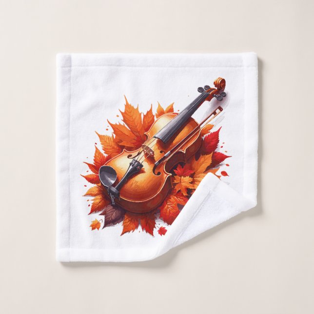 Violin in the bed of leaves wash cloth (Wash Cloth)