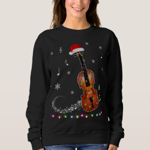 Violin Instrument Santa Hat Christmas Lights Xmas Sweatshirt