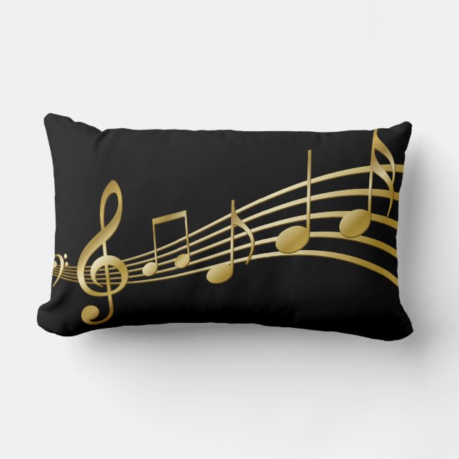 Violin key golden notes lumbar cushion (Front)