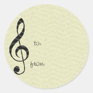 violin key music classic round sticker