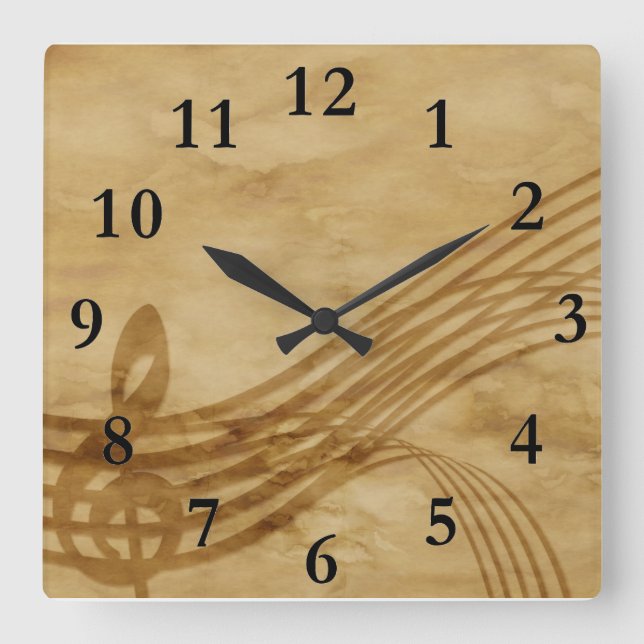 Violin key square wall clock (Front)