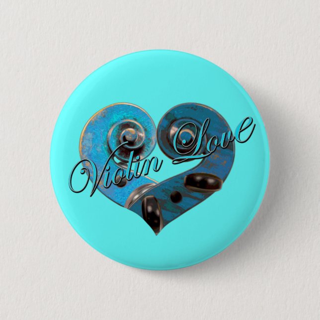 violin love 6 cm round badge (Front)