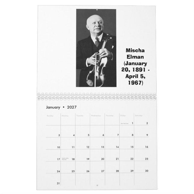 Violin Masters Calendar (Jan 2027)