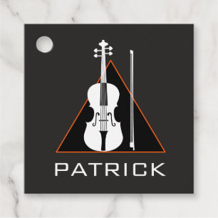 Violin minimal black triangle modern Violinist Favour Tags