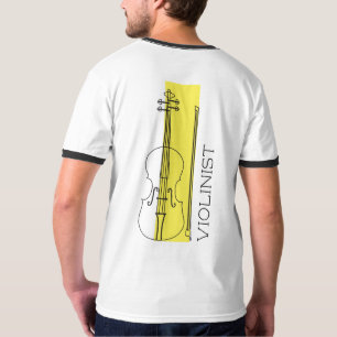 Violin minimalist black outline + yellow Violinist T-Shirt