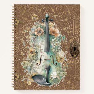 Violin Monogram Vintage Victorian Notebook