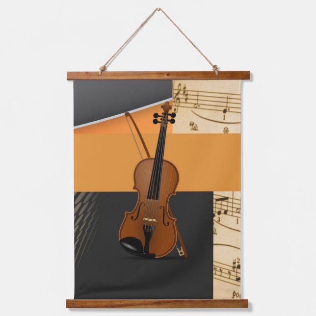 Violin Music Abstract Design Hanging Tapestry (Front)