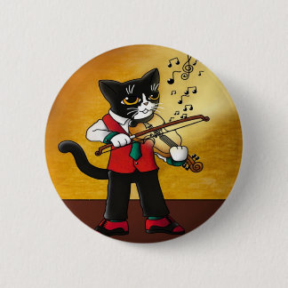Violin Music Cat 6 Cm Round Badge