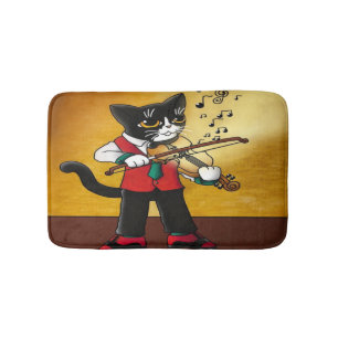 Violin Music Cat Bath Mat
