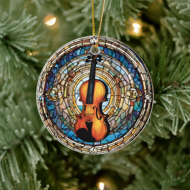 Violin Music Instrument Ceramic Tree Decoration (Tree)