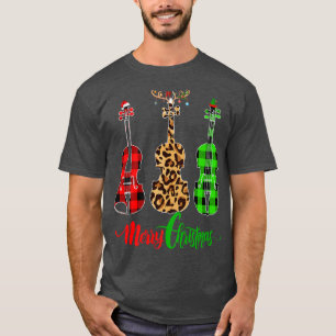Violin Music Lover Leopard Buffalo Plaid Violin Ch T-Shirt