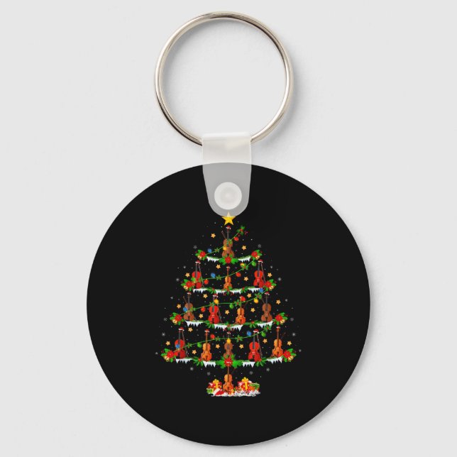 Violin Music Lover Xmas Lighting Violin Christmas  Key Ring (Front)