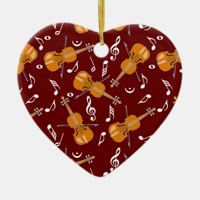 Violin Music Note Pattern Ceramic Tree Decoration (Front)