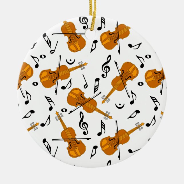 Violin Music Note Pattern Ceramic Tree Decoration (Front)