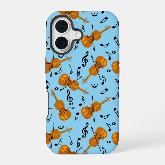 Violin Music Note Pattern iPhone 16 Case (Back)