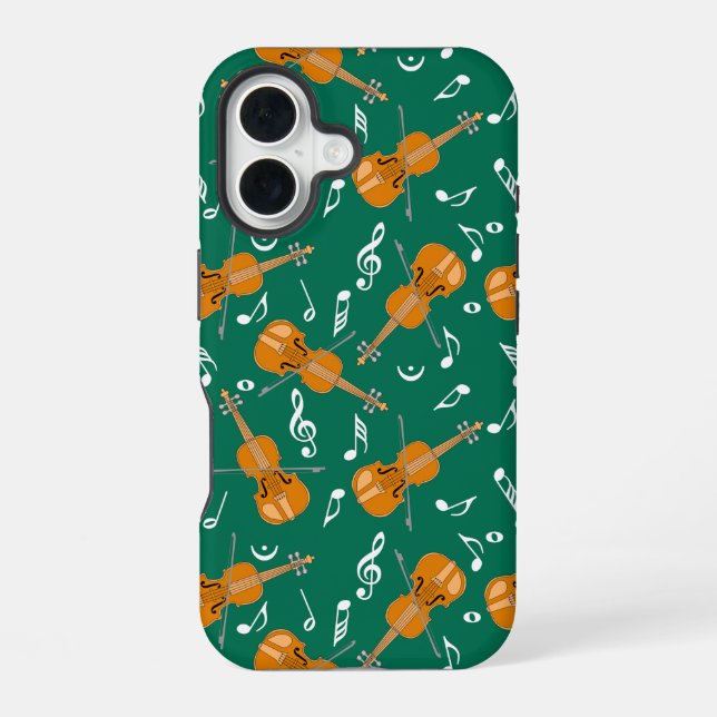 Violin Music Note Pattern iPhone 16 Case (Back)