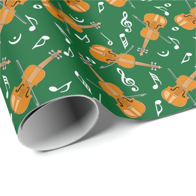 Violin Music Note Pattern Wrapping Paper (Roll Corner)