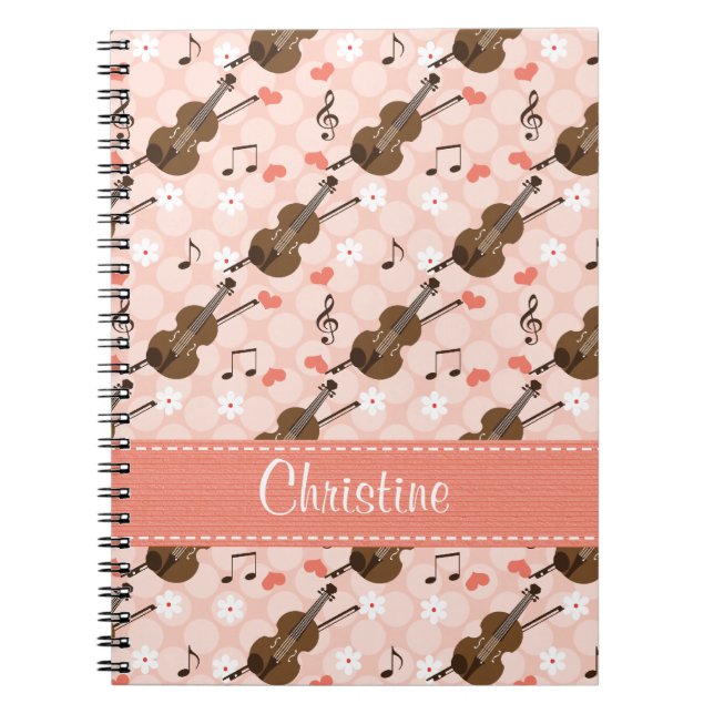 Violin Music Note Spiral Notebook Journal (Front)