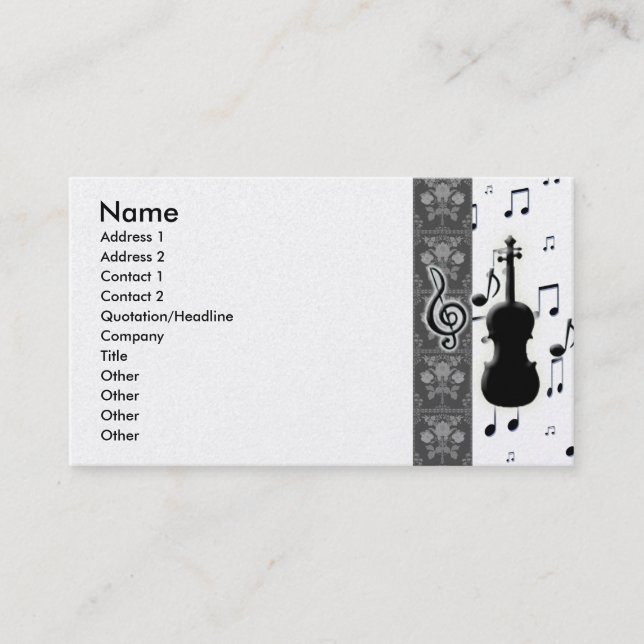 Violin & Music Notes Business Cards (Front)