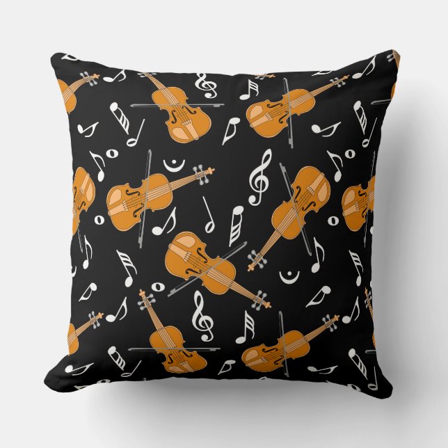 Violin Music Notes Cushion (Front)