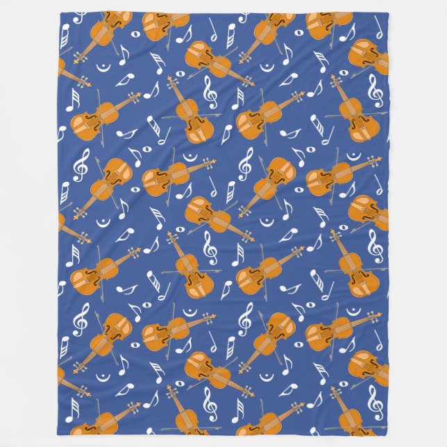 Violin Music Notes Fleece Blanket (Front)