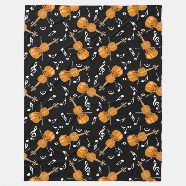 Violin Music Notes Fleece Blanket (Front)