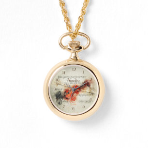 Violin Music Notes Personalised Necklace Watch