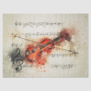 Violin Music Notes Watercolor Decoupage Tissue Paper