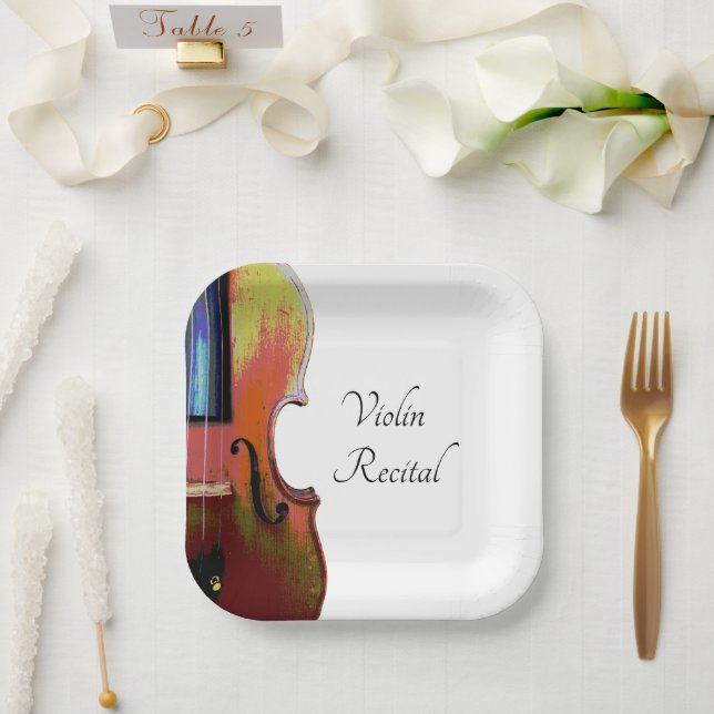 Violin Music Recital Elegant  Paper Plate (Wedding)