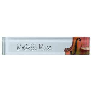 Violin Music Studio Blue Personalised Nameplate