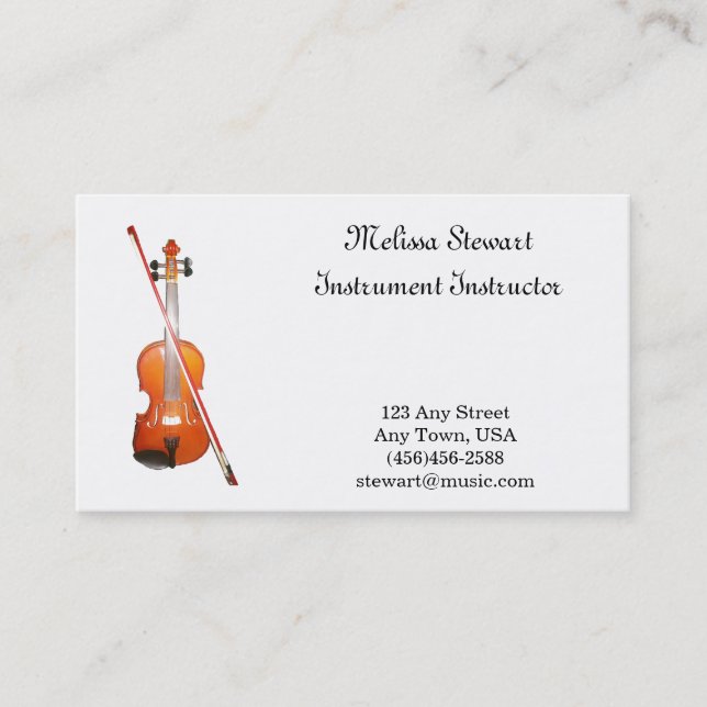 Violin Music Teacher Business Cards (Front)