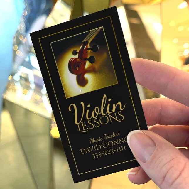 Violin Music Teacher Classic Black Business Card (Perfect for business)