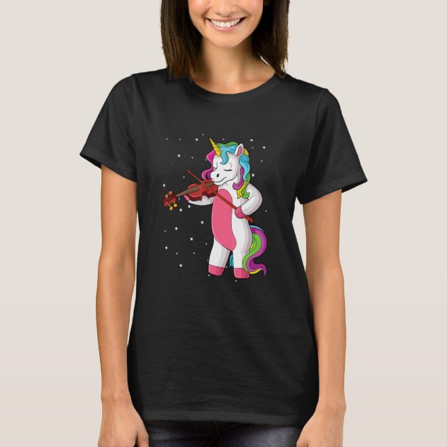Violin music unicorn fiddle string instrument fidd T-Shirt (Front)